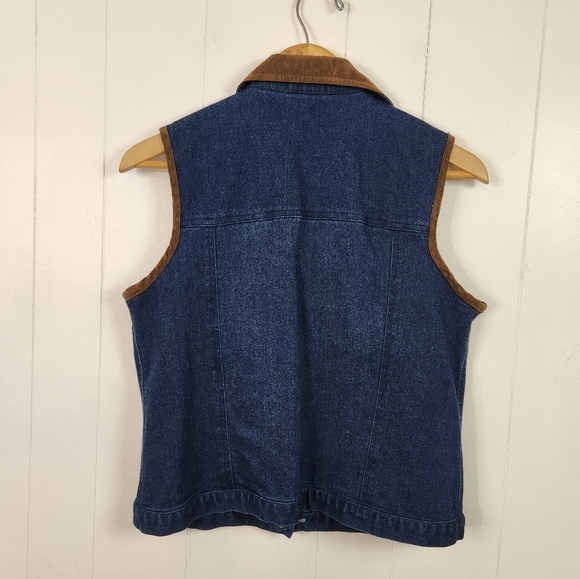 Vintage 90s Denim Jean Vest Jacket Western Festival Country 1990s Womens Medium - Picture 3 of 8